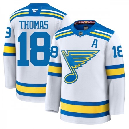 Miesten NHL St. Louis Blues Pelipaita 2025-26 Fanatics Premium Robert Thomas Vieras Valkoinen Miesten NHL St. Louis Blues Pelipaita 2025-26 Fanatics Premium Robert Thomas Vieras Valkoinen